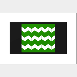 Abstract geometric pattern - zigzag - green and white. Posters and Art